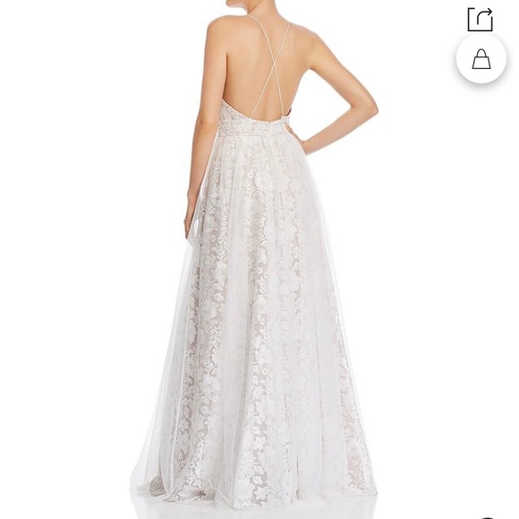 Aidan Maddox white embroidered mesh gown wedding - Picture 3 of 4